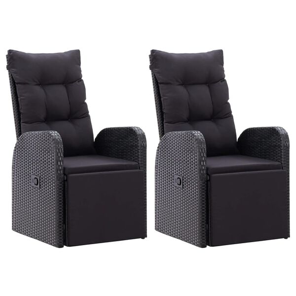 vidaXL Reclining Garden Chair Set of 2 Black