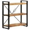 vidaXL Bookcase Natural Mango Wood and Black Iron