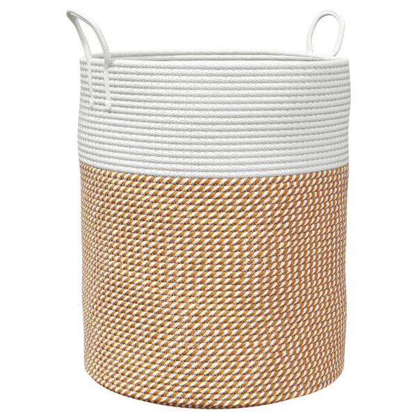 vidaXL Storage Basket Brown and white Woven cotton ropes T Foldable