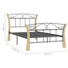 vidaXL Bed Frame Black and natural wood Powder-coated metal, solid oak wood
