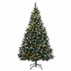 vidaXL Artificial Christmas Tree Green and white PVC, steel 47.2 in