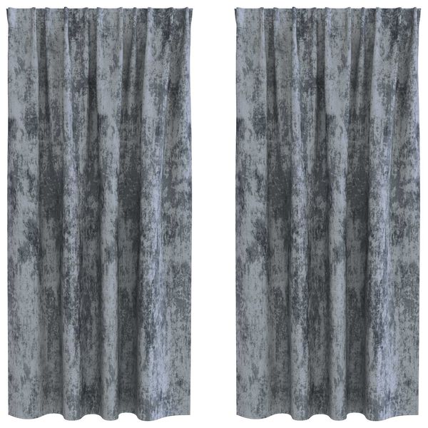 vidaXL Velvet Curtains 2 pcs Silver Grey 68.90 x 55.12 in Velvet