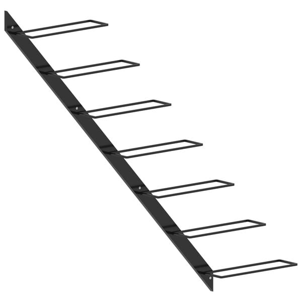 vidaXL Wall-mounted Wine Rack for 7 Bottles Black Metal