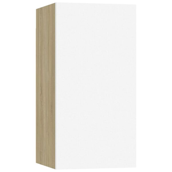 vidaXL TV Stands 7 pcs White and Sonoma Oak 12"x11.8"x23.6" Engineered Wood