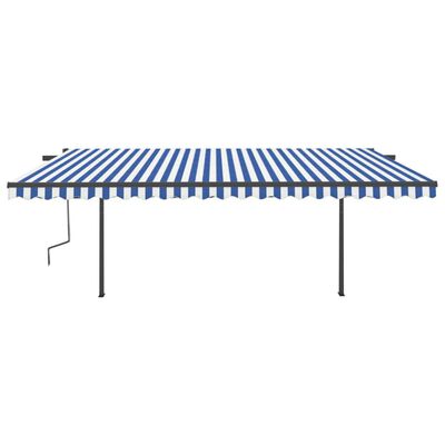 vidaXL Manual Retractable Awning with LED 16.4'x9.8' Blue and White