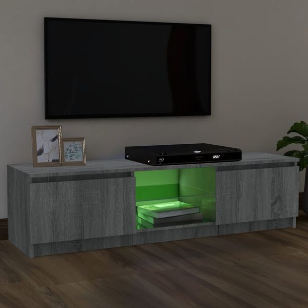 vidaXL TV Stand with LED Lights Gray Sonoma 47.2"x11.8"x14.2"