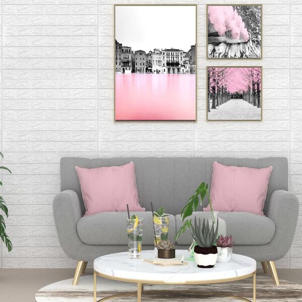 vidaXL Wallpaper Set of 10 White PE Foam 27.6 x 30.3 in Wallpaper