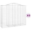 vidaXL Gabion Basket Set of 9 Silver Galvanized iron