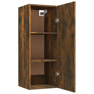 vidaXL Wall Cabinet Smoked Oak 13.6"x13.4"x35.4" Engineered Wood