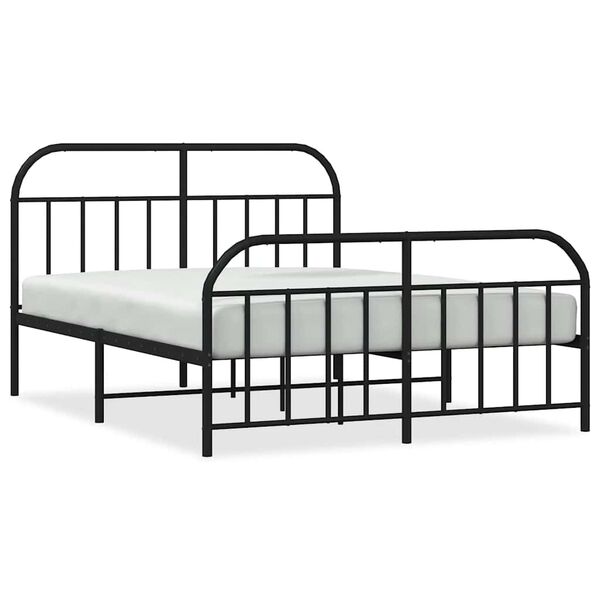 vidaXL Bed Frame Black Powder-Coated Steel 53.1 x 74.8 in, Double