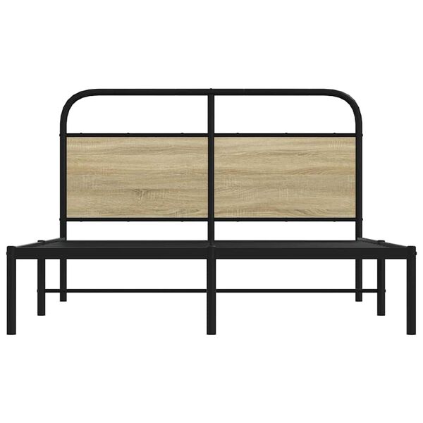 vidaXL Bed Frame Sonoma Oak Steel, Engineered Wood Double Bed Frame