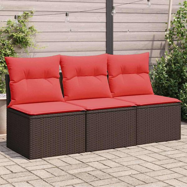 vidaXL Garden Sofa with Cushion 7 pcs Brown Poly rattan