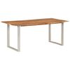 vidaXL Dining Table Natural wood with silver legs