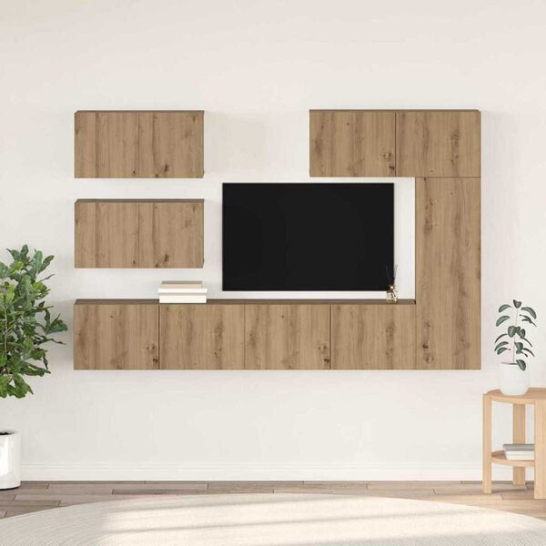 vidaXL TV Cabinet Set Wall-mounted 6 pcs Artisan Oak Engineered Wood