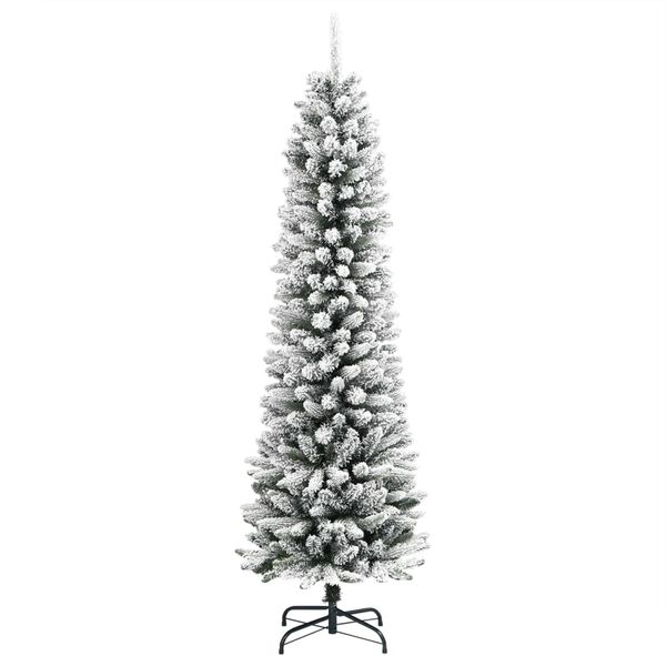 vidaXL Christmas Tree White and Green PVC, PE, Steel Slim