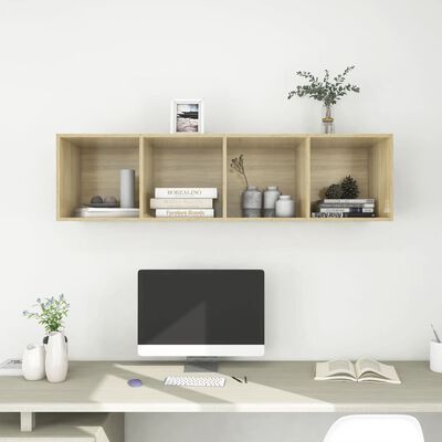 vidaXL Wall-mounted TV Stand Sonoma Oak 14.6"x14.6"x56.1" Engineered Wood