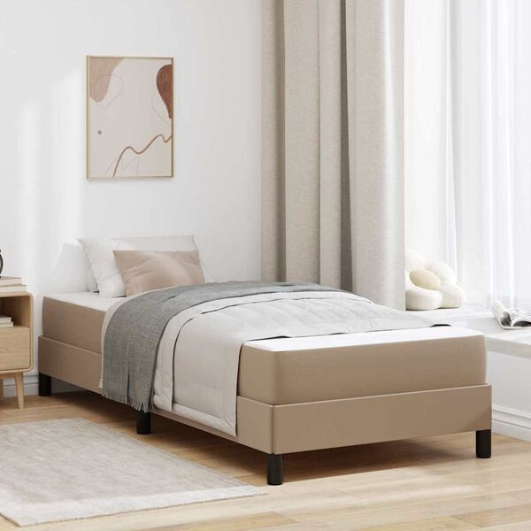 vidaXL Bed Frame with Mattress Cappuccino 35.43 x 78.74 in Fabric