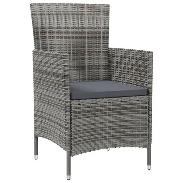 vidaXL Outdoor Dining Set Grey Poly rattan Large Durable