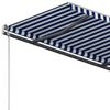 vidaXL Retractable Awning Blue and White Aluminum, Iron, Polyester Large