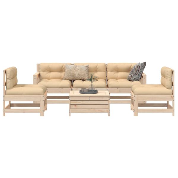 vidaXL Garden Sofa Set Natural Pine Solid Pine Wood Modular