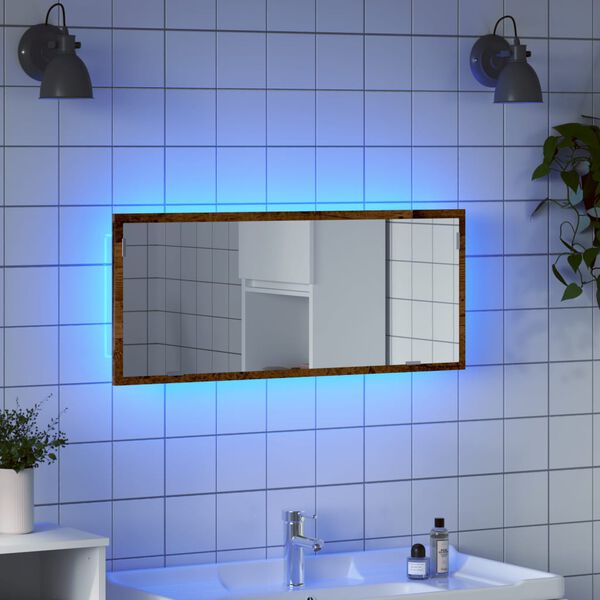 vidaXL Bathroom Mirror Old wood Engineered wood, glass 39.4 x 14.6 in