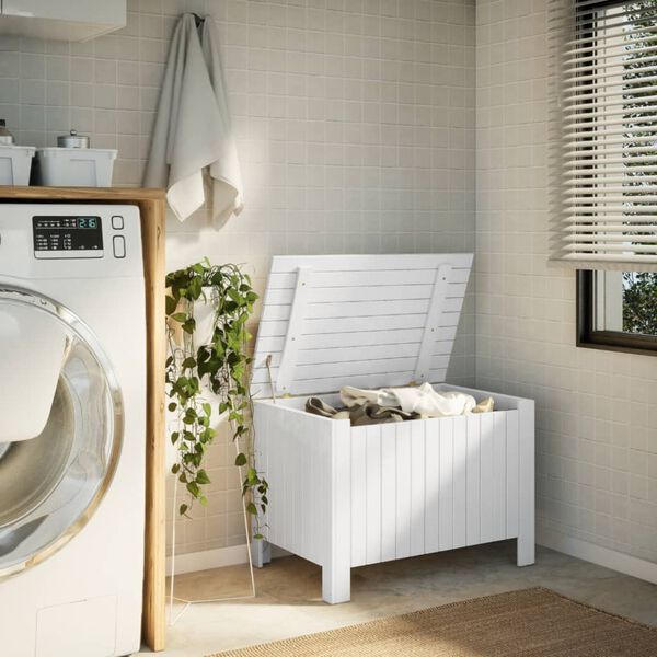 vidaXL Storage Box White Solid pine wood Medium Storage Box