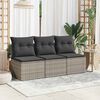 vidaXL Garden Sofa Grey PE Rattan 3-seater UV-resistant materials