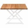 vidaXL Dining Table Light brown, white Solid oak wood, Powder-coated steel