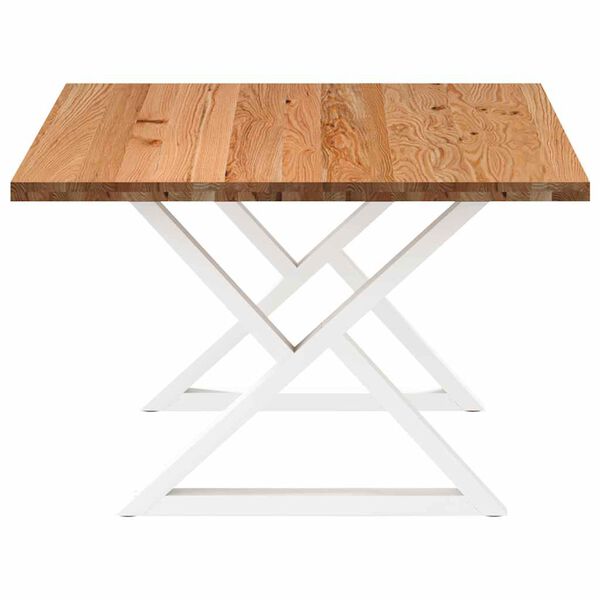 vidaXL Dining Table Light brown, white Solid oak wood, Powder-coated steel