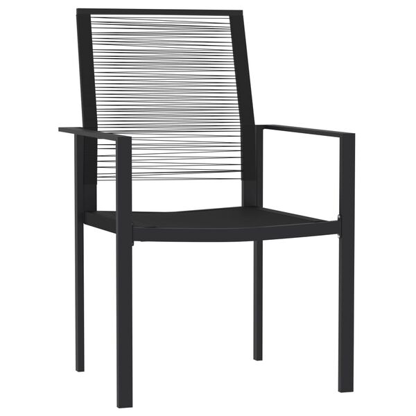 vidaXL Dining Set Black Powder-coated steel, glass, PVC rattan