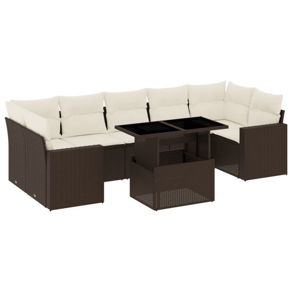 vidaXL Garden Sofa Set Brown (sofa and table), Cream (cushions)