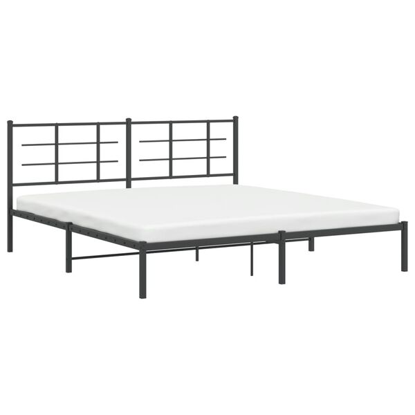 vidaXL Bed Frame Black Powder-Coated Steel Super King Size Bed Frame