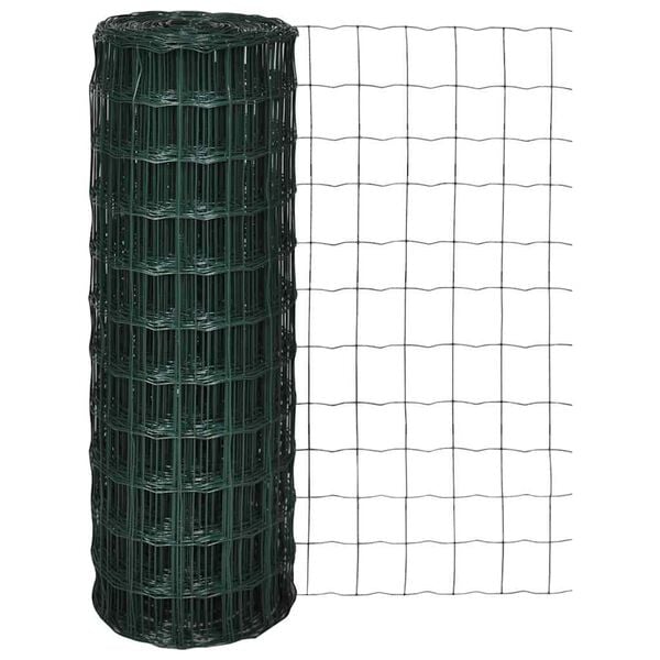 vidaXL Euro Fence Steel 82ftx3.9ft Green