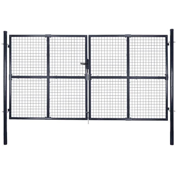 vidaXL Mesh Garden Gate Galvanised Steel 118.1x59.1" Grey