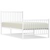 vidaXL Bed Frame White Steel Twin size Bed Frame Rectangular