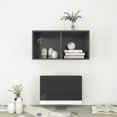 vidaXL Wall-mounted TV Cabinet Gray 14.6"x14.6"x28.3" Engineered Wood