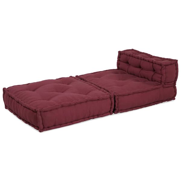 vidaXL Pouffe Maroon Cotton 27.6 in x 27.6 in x 21.3 in