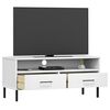 vidaXL TV Cabinet White Solid pine wood, Metal Medium TV Cabinet