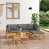 vidaXL Garden Lounge Set Grey cushions Teak wood, Polyester Medium