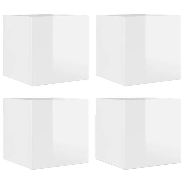 vidaXL TV Cabinet Set of 4 Glossy White Engineered Wood Tiny