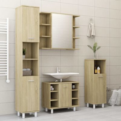 vidaXL Bathroom Cabinet Sonoma Oak 11.8"x11.8"x37.4" Engineered Wood