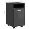 vidaXL Side Cabinet with Wheels High Gloss Gray 13"x15"x23.6" Engineered Wood