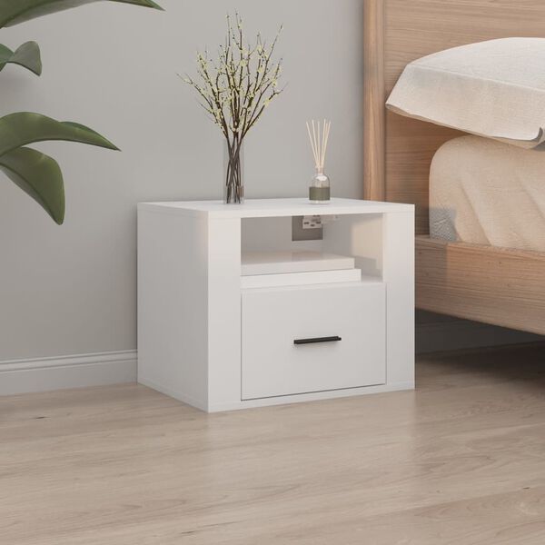 vidaXL Wall-mounted Bedside Cabinet Set of 2 White Engineered wood