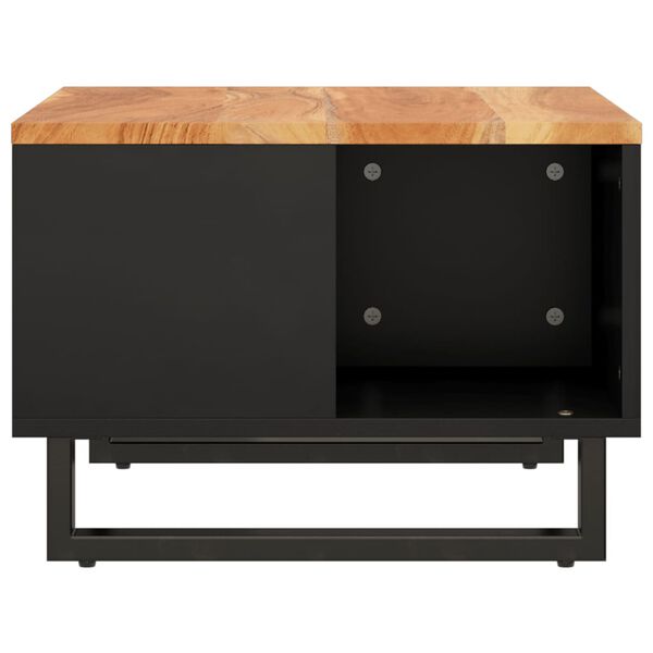 vidaXL Coffee Table Natural and Black Solid Acacia Wood, Iron Medium