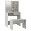 vidaXL Dressing Table Set with LED Concrete Grey Engineered Wood Medium