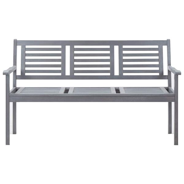 vidaXL Bench Gray Solid eucalyptus wood 3-seater Durable Garden Bench