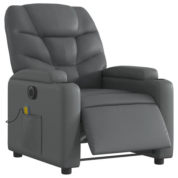 vidaXL Electric Massage Recliner Chair Gray Faux leather, Metal, Plywood