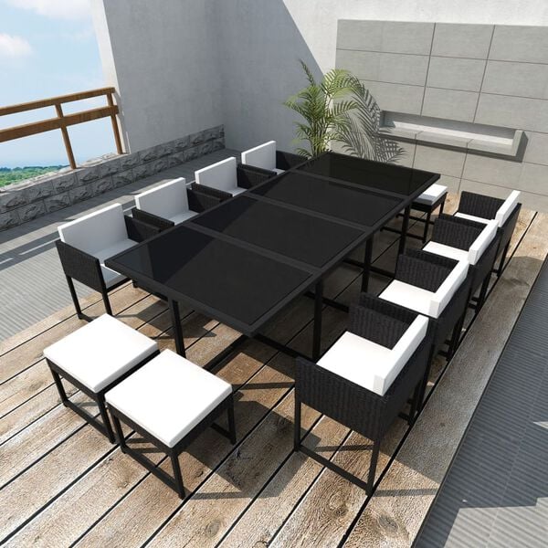 vidaXL Outdoor Dining Set Black, White
