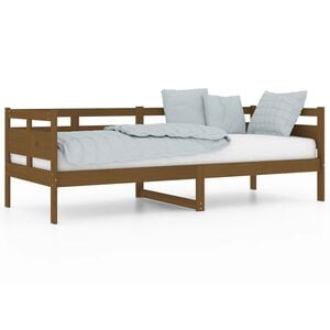 vidaXL Day Bed Honey Brown Solid Pine Wood, Plywood Twin