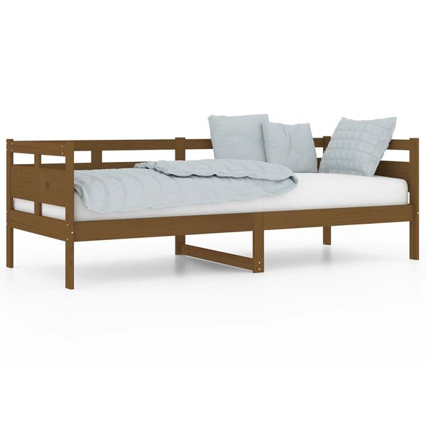 vidaXL Day Bed Honey Brown Solid Pine Wood, Plywood Twin